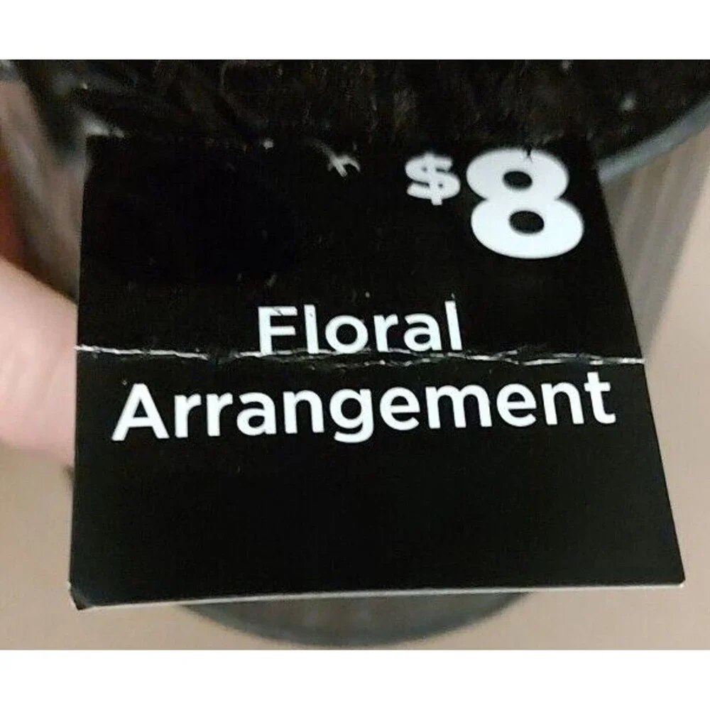 Artificial Flower Bouquet Arrangement Corrugated Tin Vase Black Gold Gray Rose
